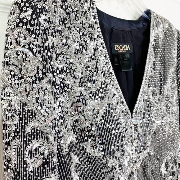 Escada Couture Silk Sequin Blazer Jacket - Picture 4 of 16